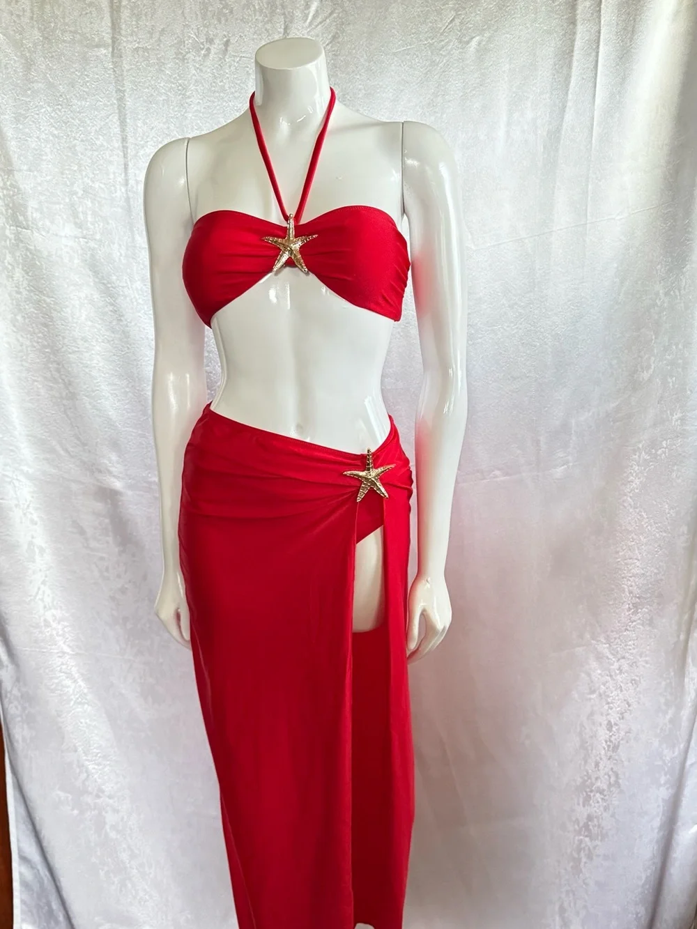 Red Starfish Bandeau Bikini Set - Unbranded